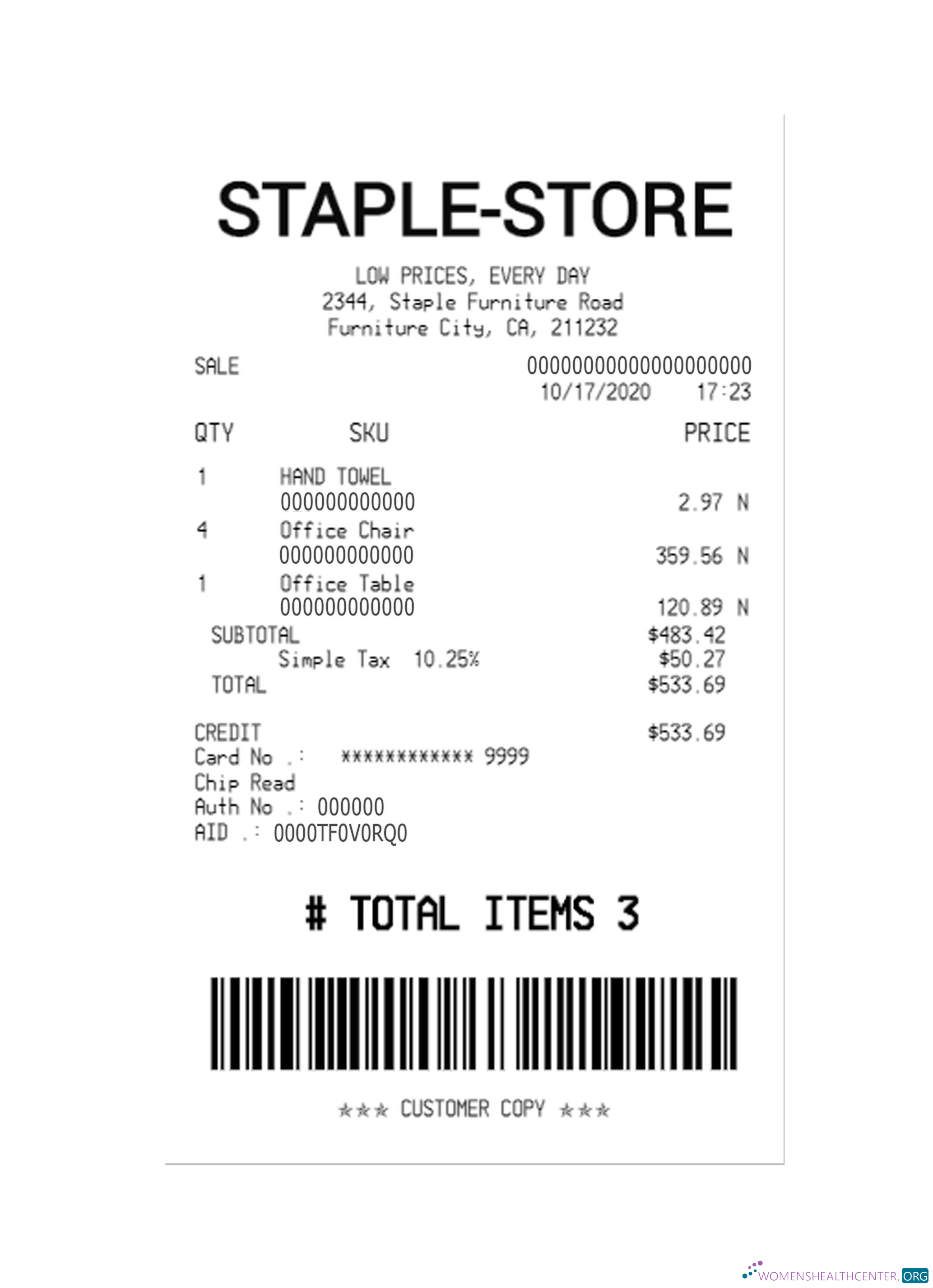 Download STAPLE STORE payment check Photoshop template